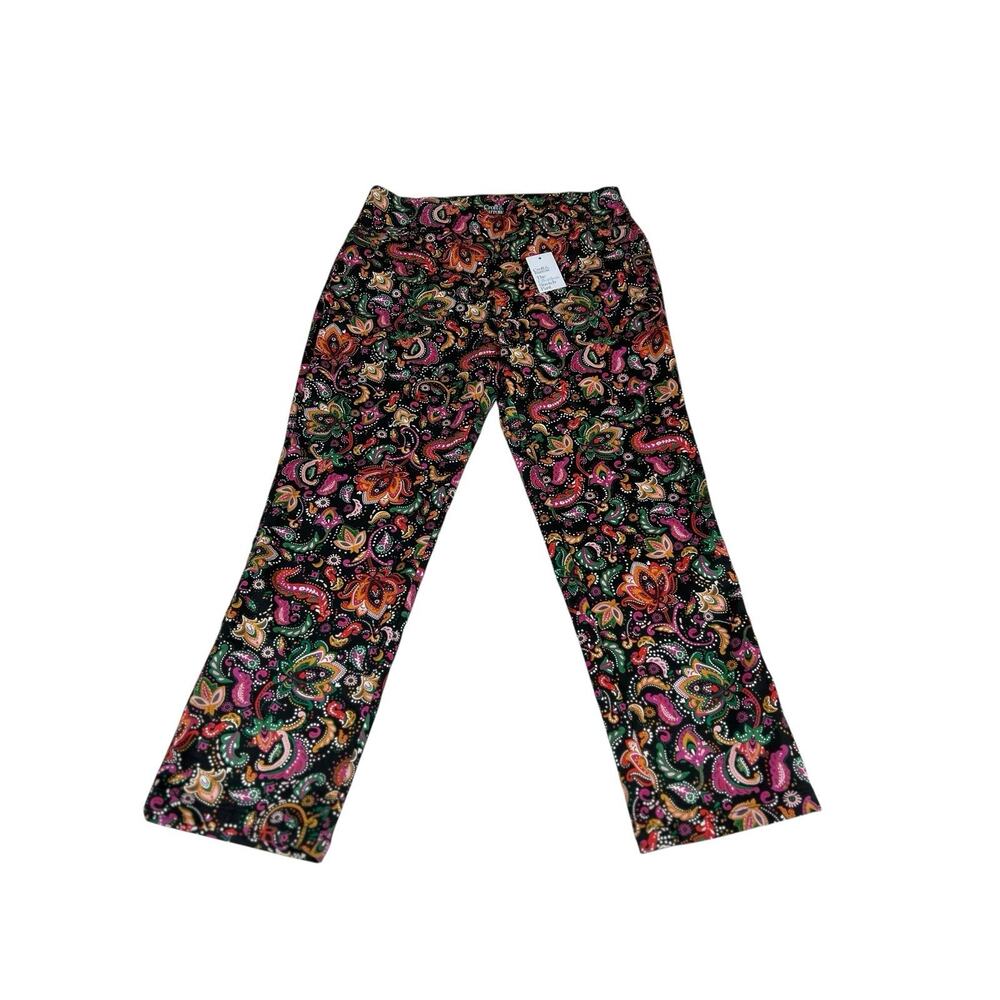 Croft & Barrow Pants Women 16 Floral Colorful Paisley Stretch Pull-On -NWT - Picture 3 of 12